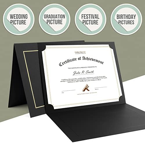 Golden State Art, Pack of 50, 8.5x11 Photo Folders, Cardboard Picture Frame, Paper Photo Frame Cards, Special for Certificate Document Holders, Diploma Holders, Award Holders